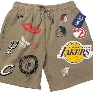 NBA One for All Classic Fit Shorts Mens NBA logo fleece sweat shorts LG (OLIVE)